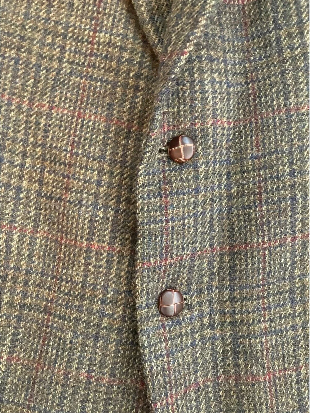 English Manor Mens 42S Brown Tweed Sport Coat Wool Plaid Blazer Two Button